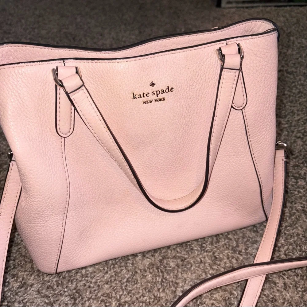 Kate Spade baby pink crossbody triple compartment hand bag